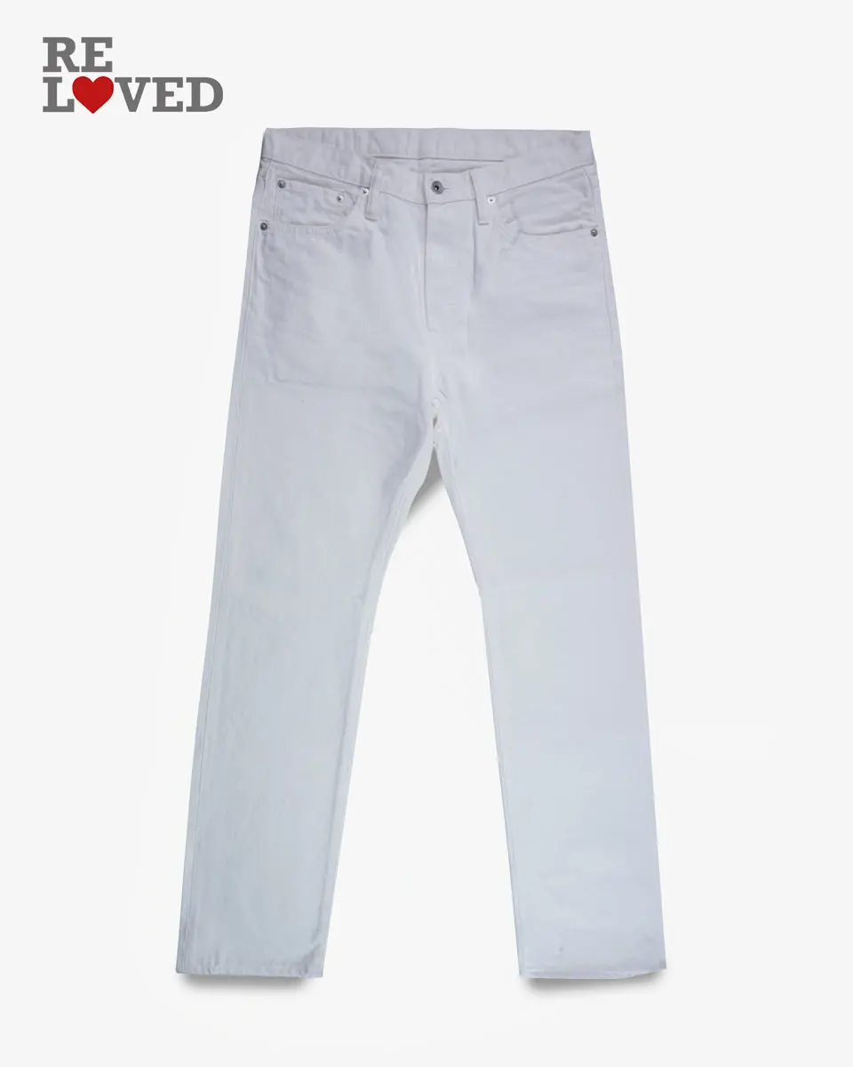 13.5Oz Denim Slim Straight Cut Jeans - White (Ih-666-Wt) Tag 33, Hemmed To 31.0" 1