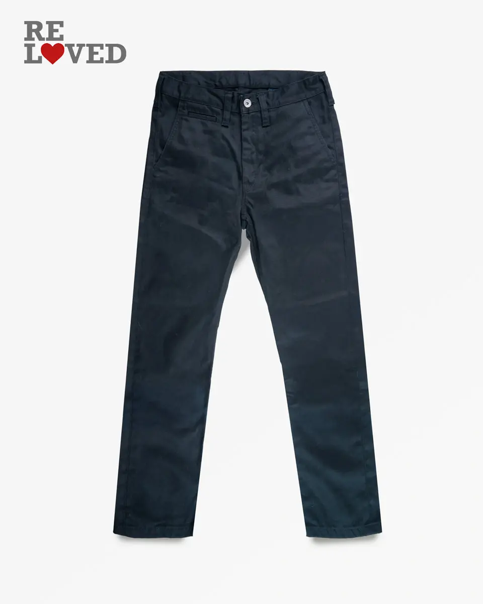 9Oz Mercerised Selvedge Cotton Slim Tapered Chinos - Black (Ih-721-Blk) Tag 30, Hemmed To 27.5" 1