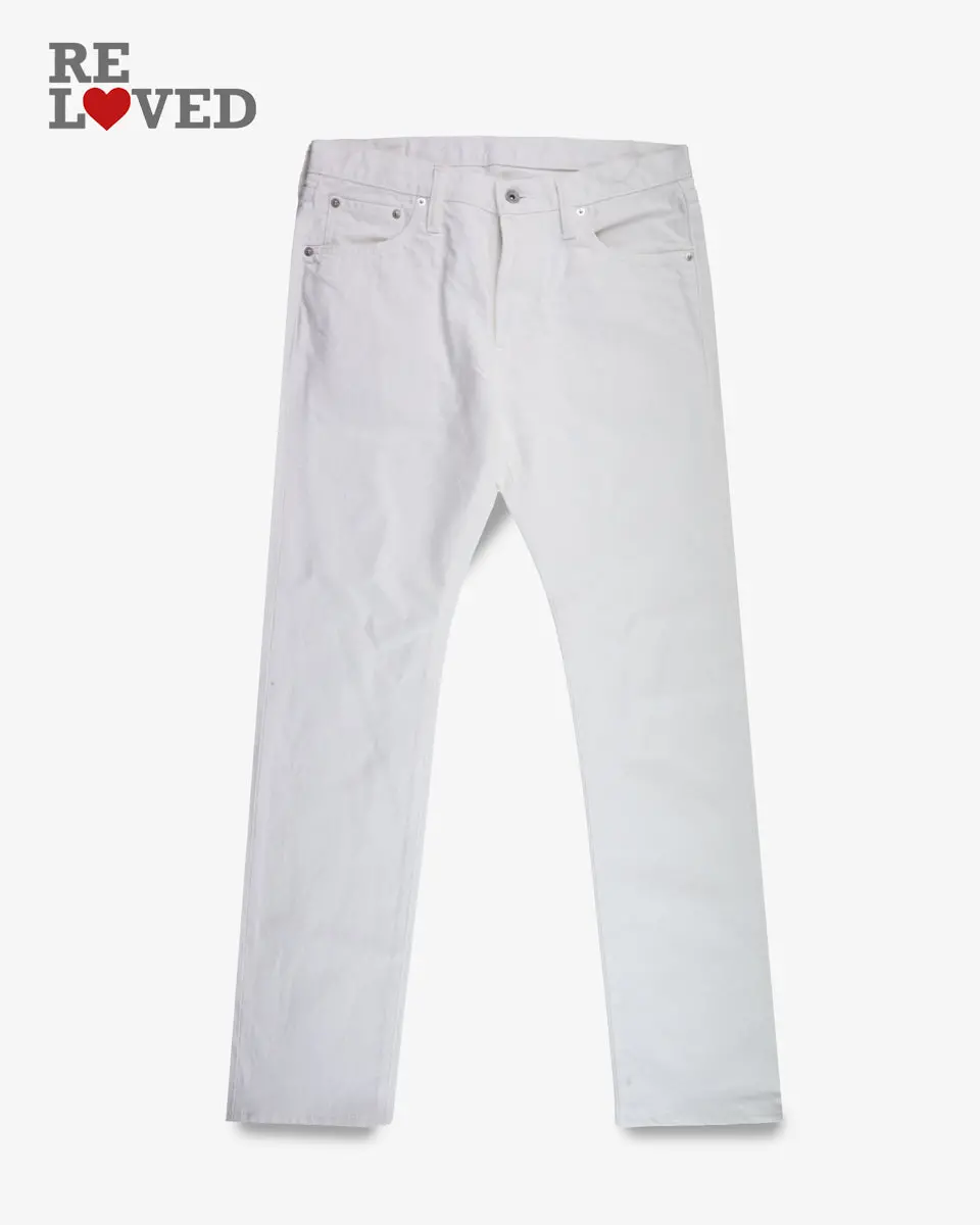 13.5Oz Denim Slim Tapered Cut Jeans - White (Ih-777-Wt) Tag 34, Hemmed To 30.0" 1