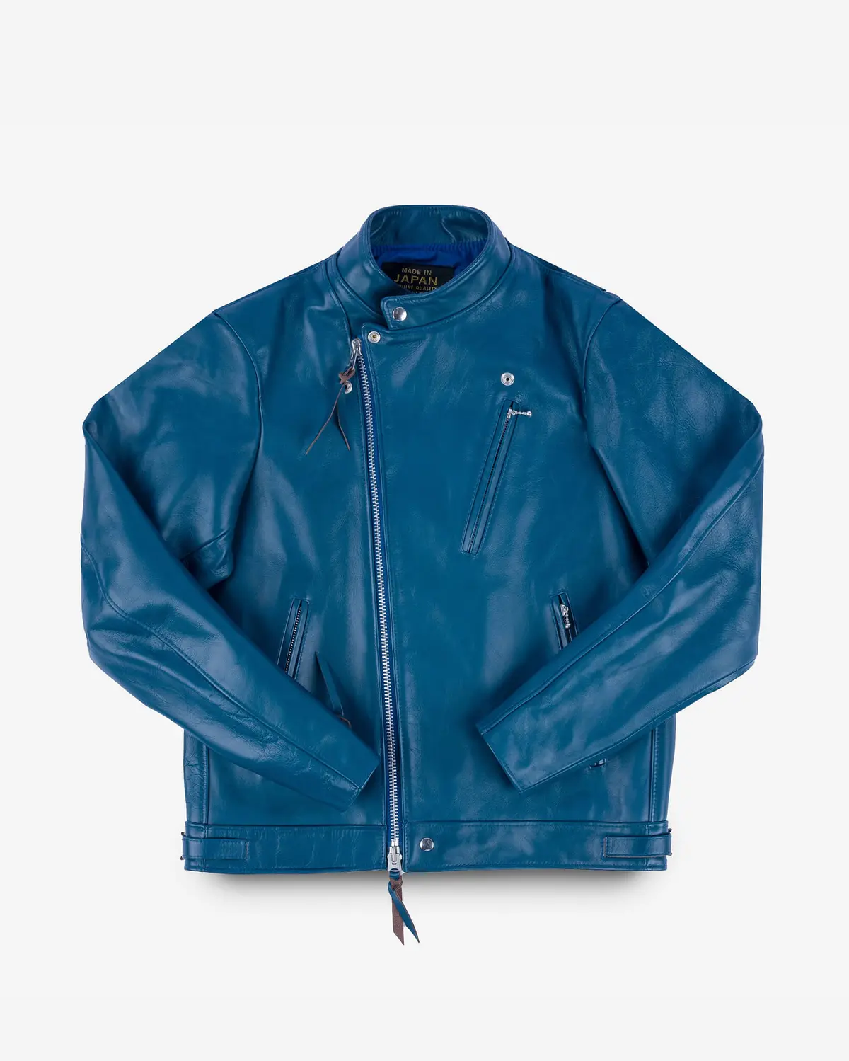 Japanese Horsehide Double Motorcycle Jacket - Blue 1