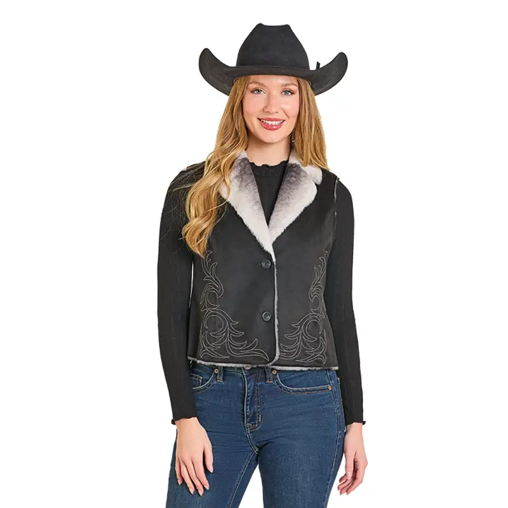 Embroidered Microsuede Vest At Bourbon Cowgirl 1