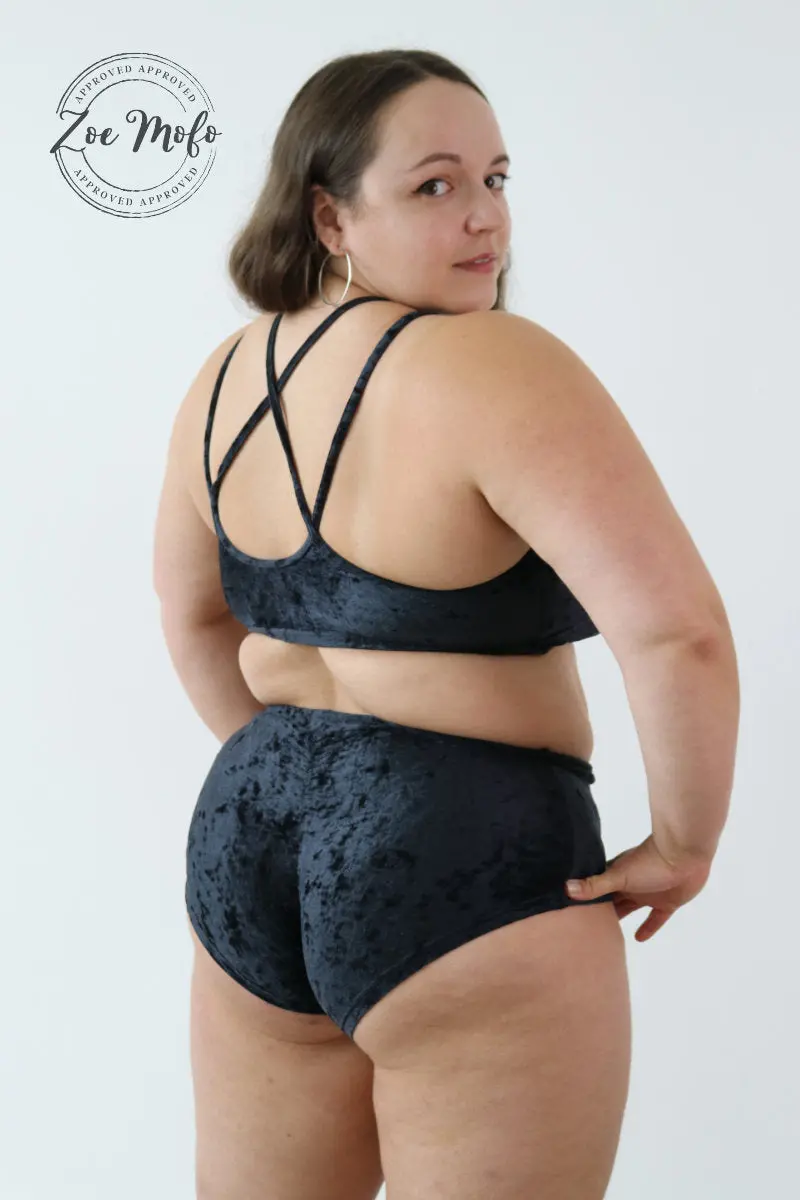 Dragonfly Betty High-Waisted Shorts - Velvet Black 1