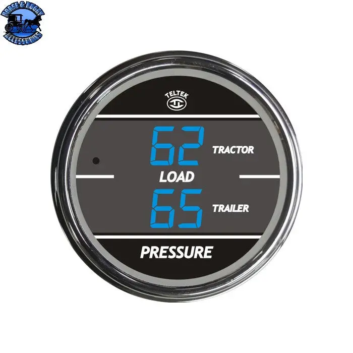 151 Pete Dual Load Pressure  (0-100) Tractor / Trailer; Red Display; Chrome Bezel 1