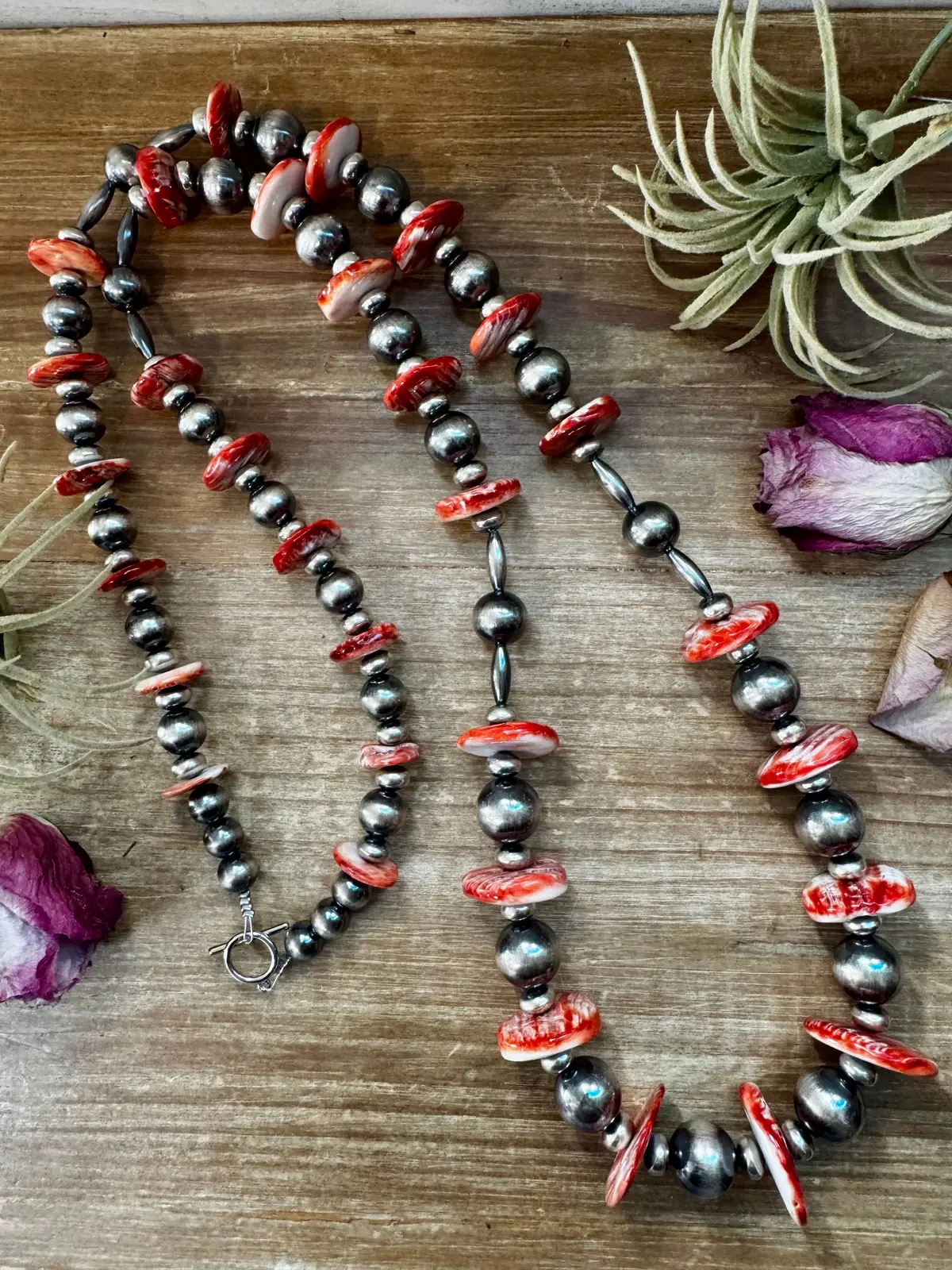 Nfr Collection Necklace – Graduated Spiny Oyster & Sterling Silver Pearls 45" 1