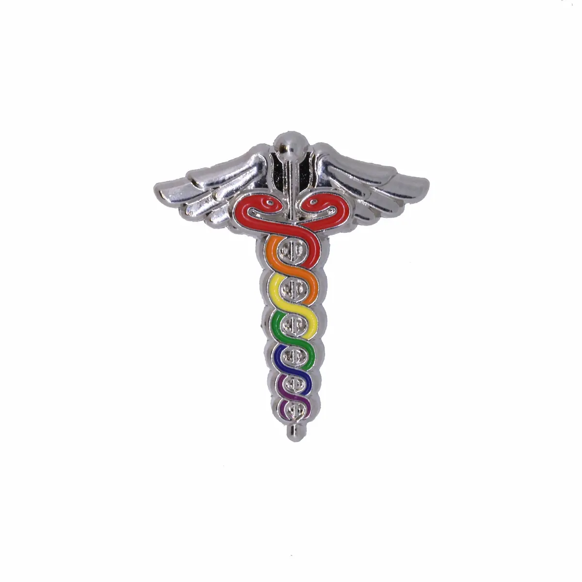 Rainbow Caduceus Enamel Lapel Pin 1