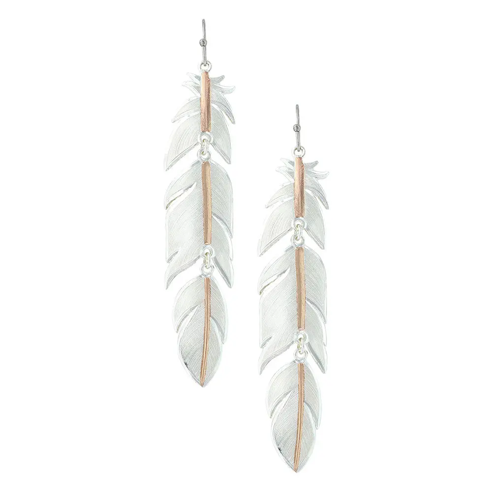 Rose Gold Plume Feather Earrings- Montana Silversmiths 1