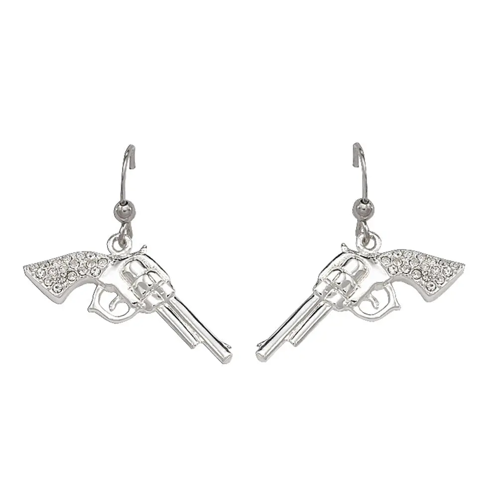 Cowgirl Pistols Rhinestone Handle Drop Earrings- Montana Silversmiths 1
