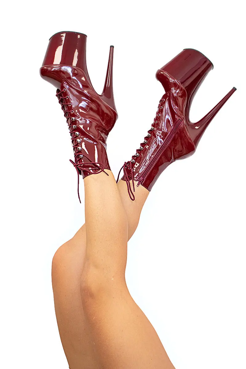 Pleaser Usa Flamingo-1020 8Inch Boots - Patent Burgundy 1