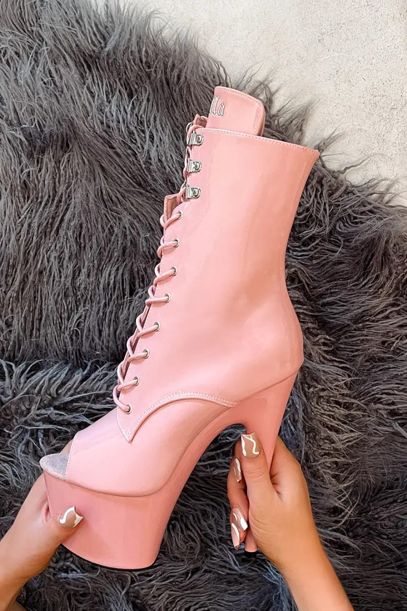 Hella Heels Lipkit Open Toe 7Inch Boots - Candy Shop (Uk2 Only) 1
