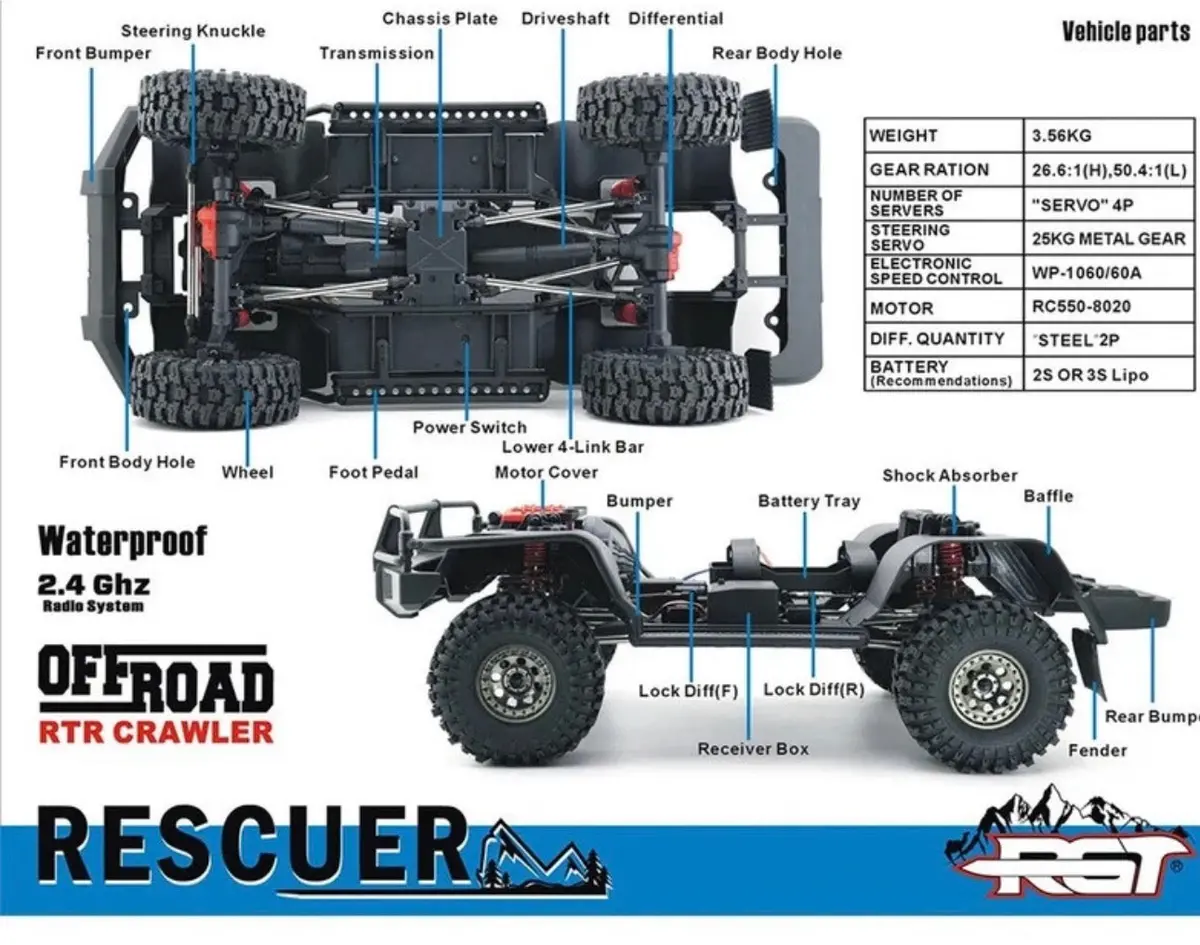Rgt Ex86190 2.4Ghz 1/10 Crawler 4Wd R/C Off-Road Vehicle White 1