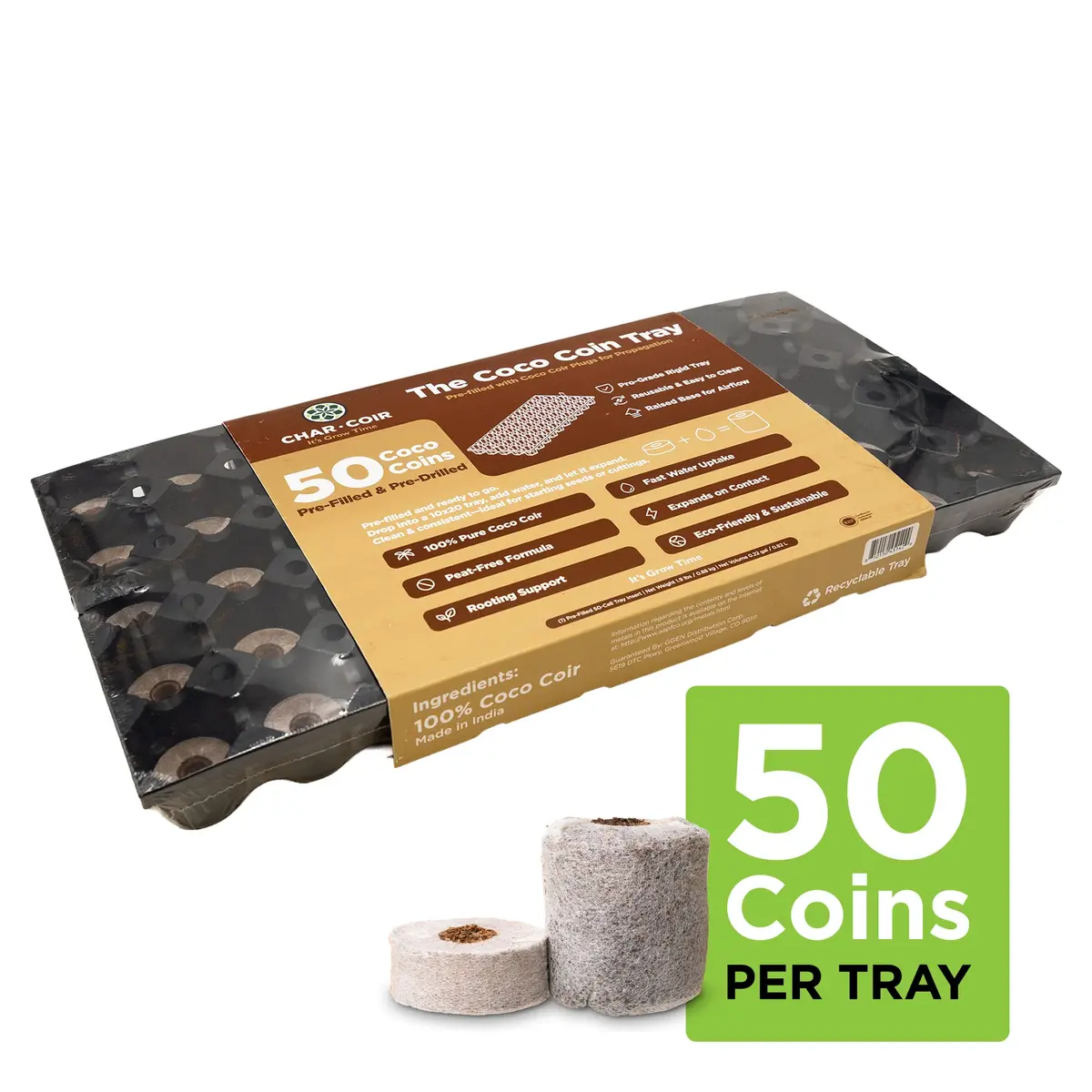 Char Coir - Prefilled Coco Coin Tray (Case) 1