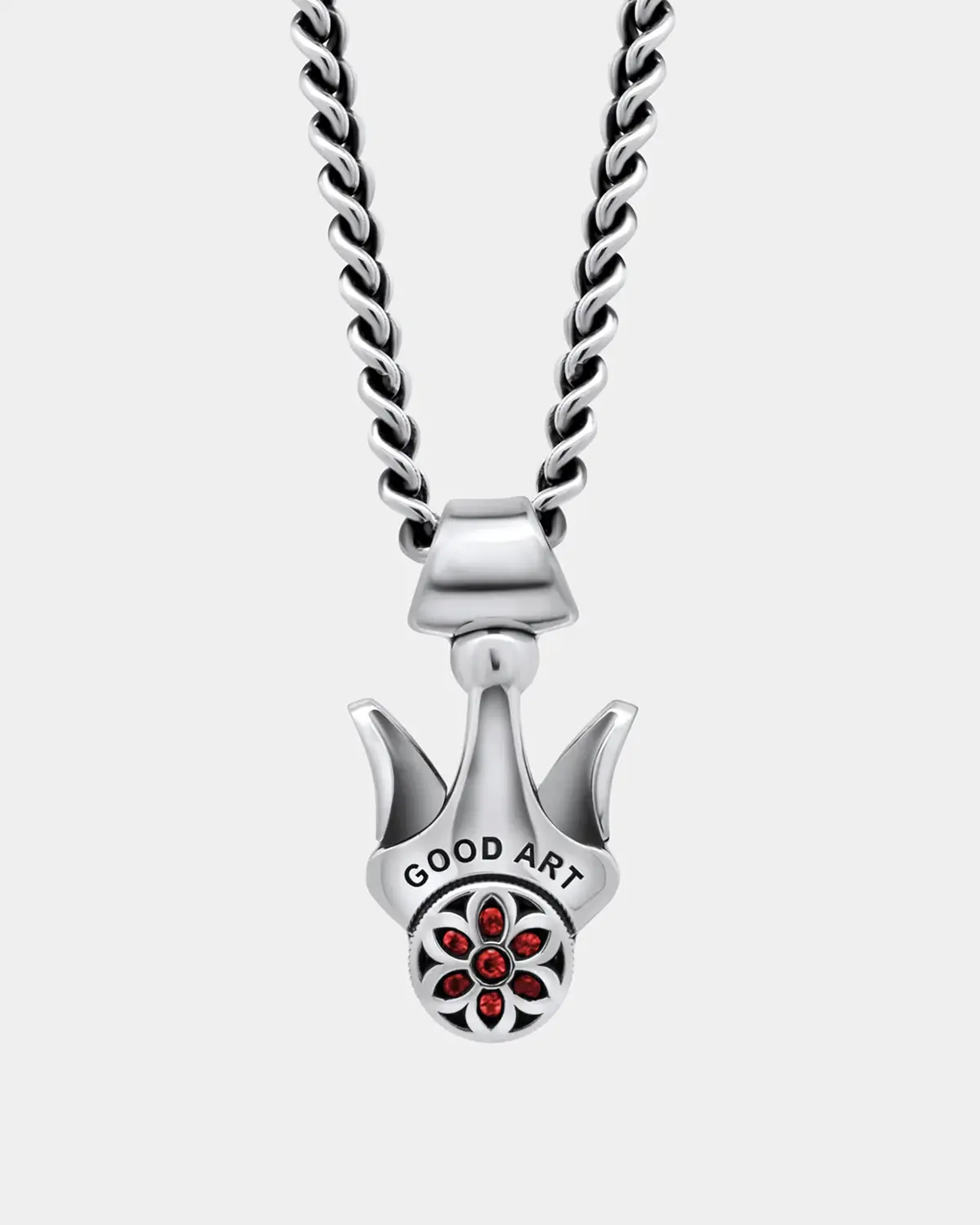 Good Art Hlywd Model 10 Button - Sterling Silver With Rubies 1