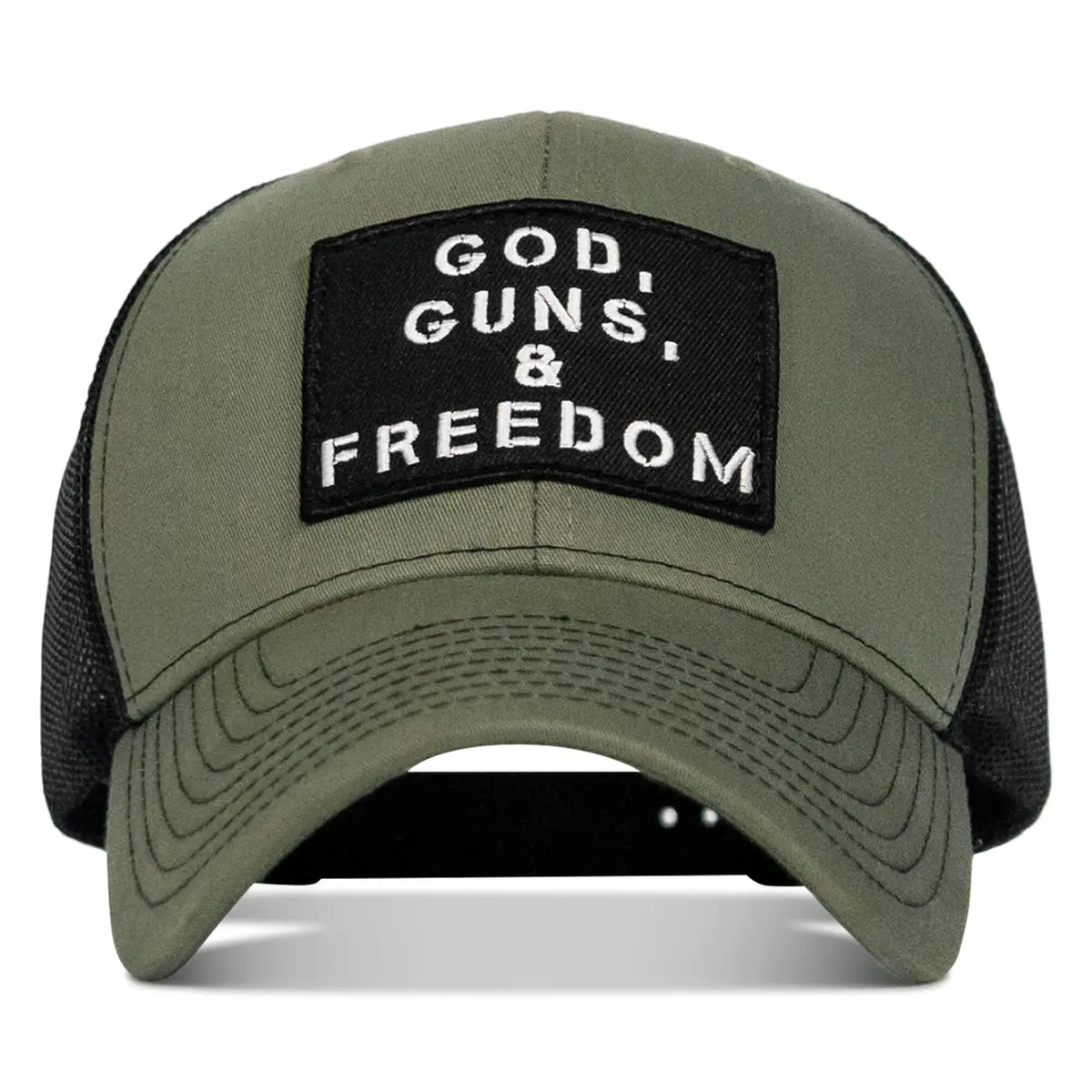 God, Guns, And Freedom Patch Mid-Profile Mesh Snapback Hat 1