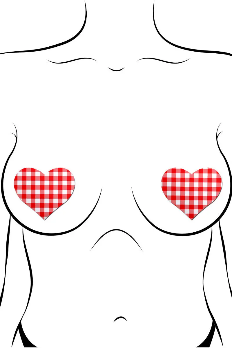 Pastease Heart Nipple Pasties – Gingham 1