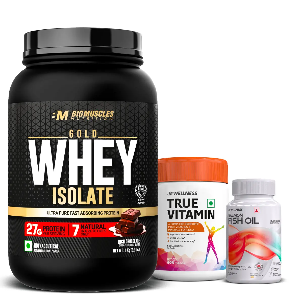 Gold Whey Isolate + Fish Oil + Multivitamin 1