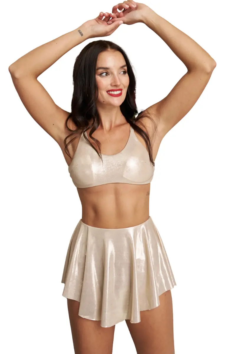 Lunalae Free Flow High Waist Shorts - Metallic Gold 5