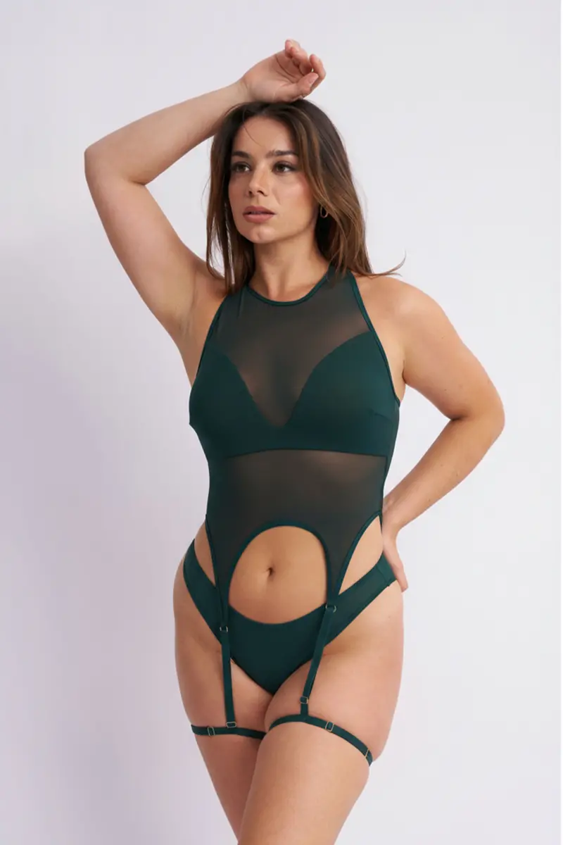 Lunalae Anna Basque Suspender Top - Green 1