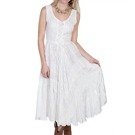 White Lace Front Sleeveless Dress For Country Girls At Bourbon Cowgirl 1