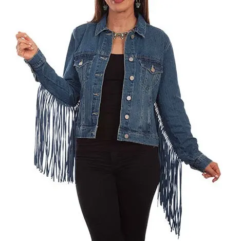 Blue Fringe Denim Jacket At Bourbon Cowgirl 1