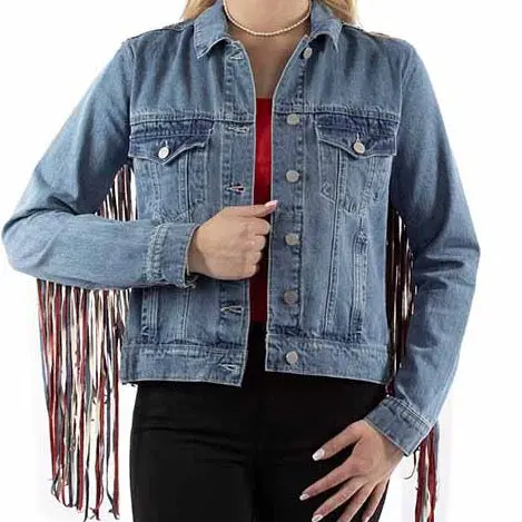 Americana Fringe Denim Jacket At Bourbon Cowgirl 1