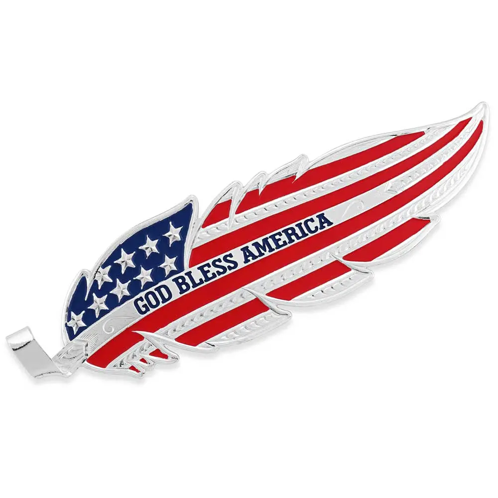 Usa Flag Hat Feather God Bless America For Men - Montana Silversmiths 1