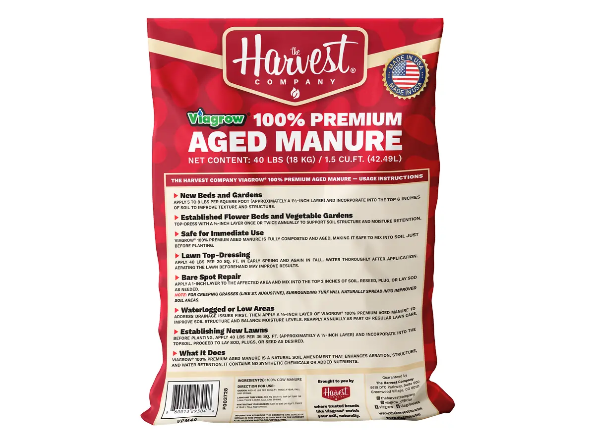 The Harvest Company Viagrow 40 Lb. 1.5 Cu. Ft. Organic Cow Manure Soil Amendment Premium Aged Compost (1-Pack) (Vpm40) 2