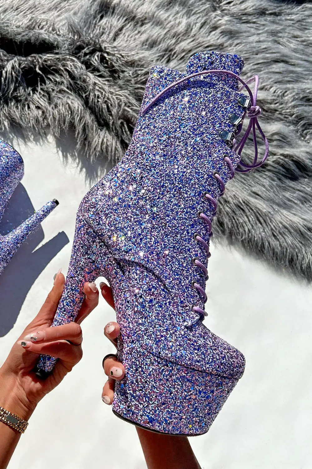 Hella Heels The Glitterati Xtra 7Inch Boots -  Confetti 2