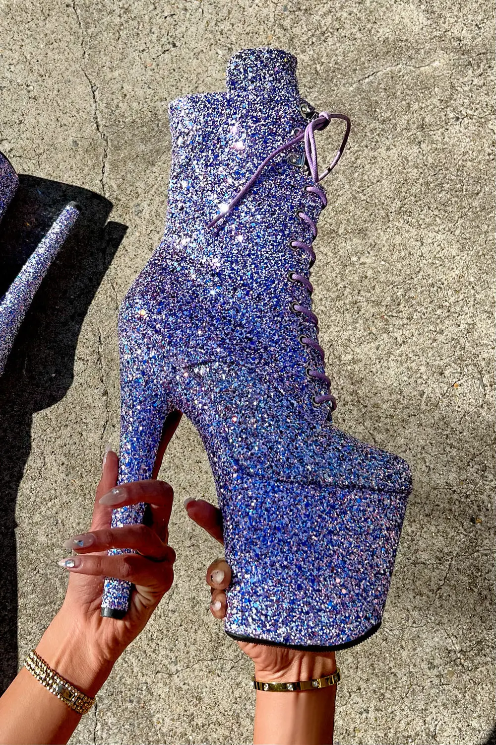 Hella Heels The Glitterati Xtra 8Inch Boots -  Confetti 2