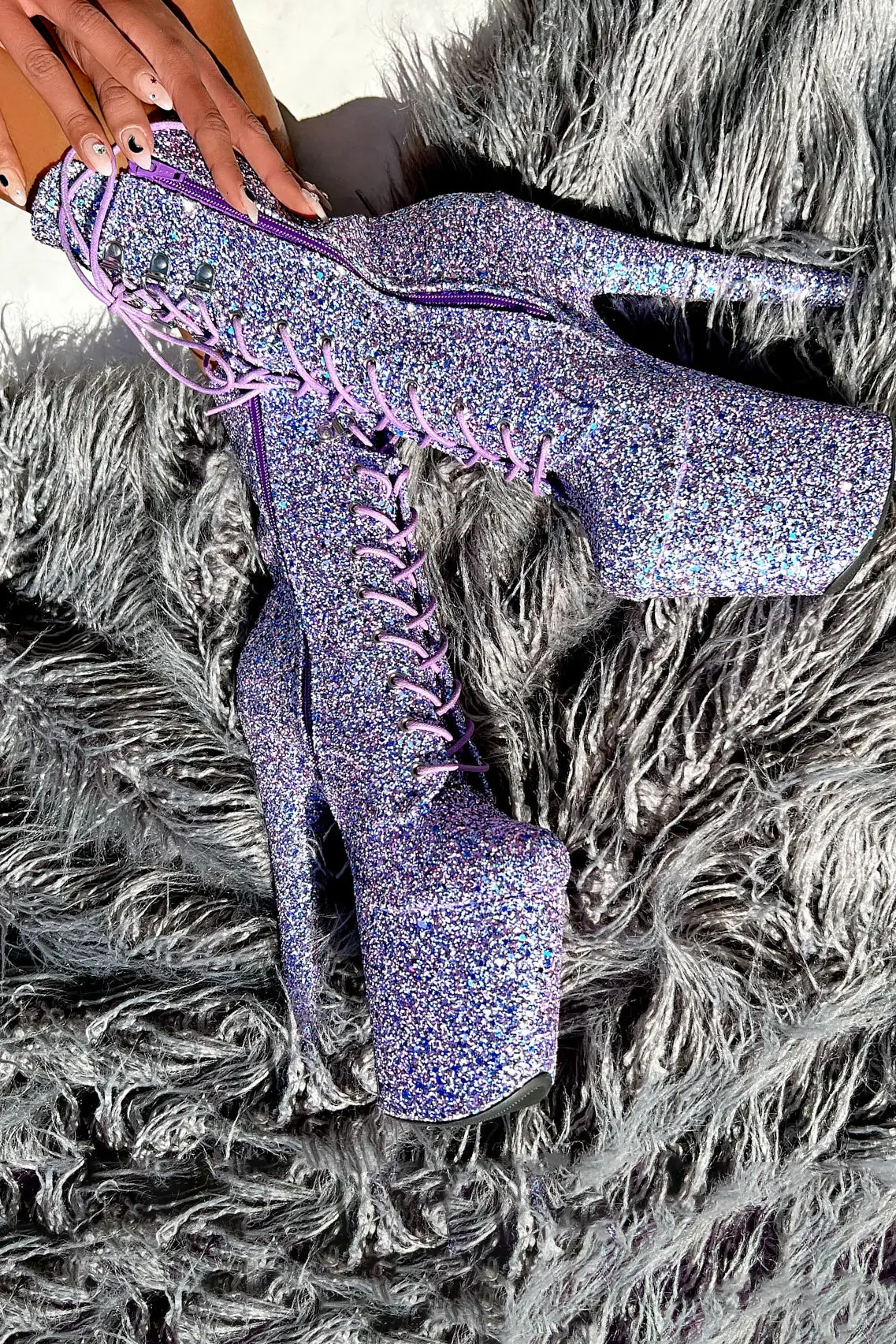 Hella Heels The Glitterati Xtra 8Inch Boots -  Confetti 3