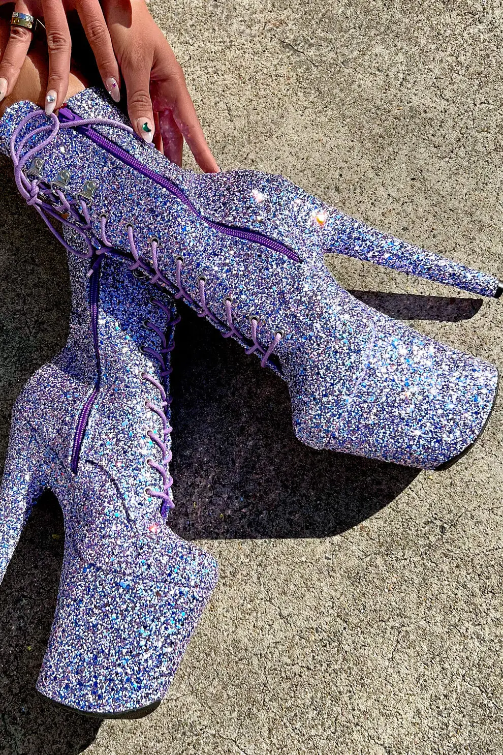 Hella Heels The Glitterati Xtra 8Inch Boots -  Confetti 1