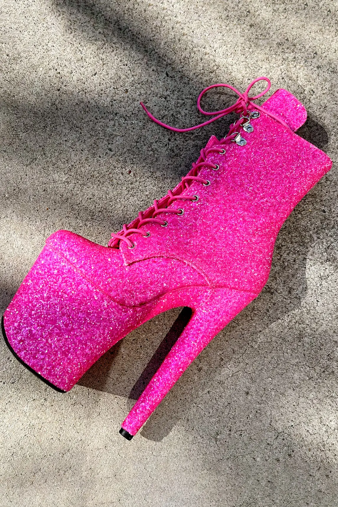 Hella Heels The Glitterati Xtra 8Inch Boots - Kitty Pink 5