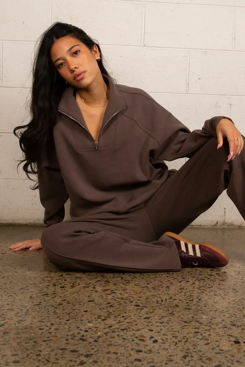Tatiana Active Cairo 1/4 Zip Sweater - Chocolate Brown 4