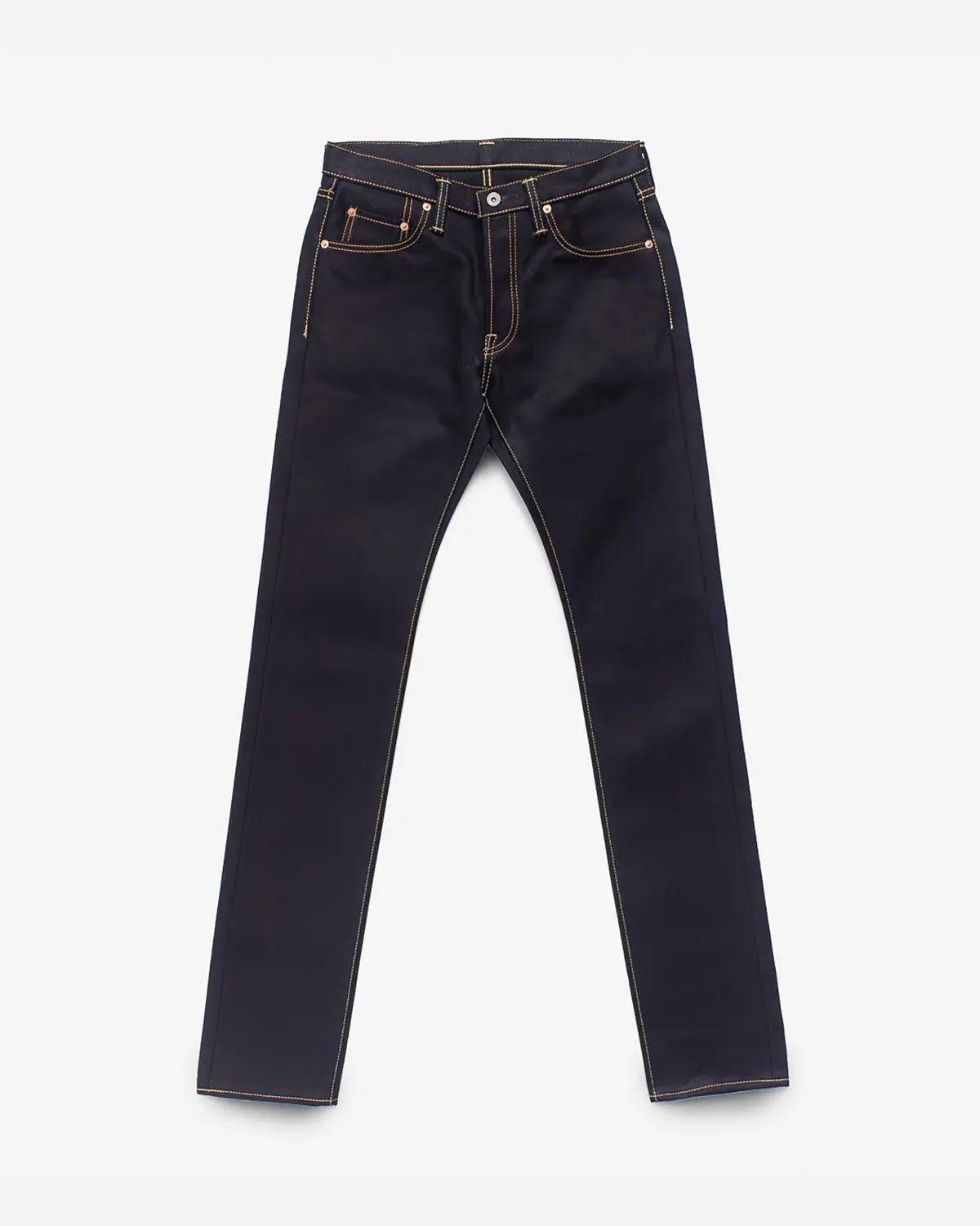 25Oz Selvedge Denim Slim Tapered Cut Jeans - Indigo/Black 1