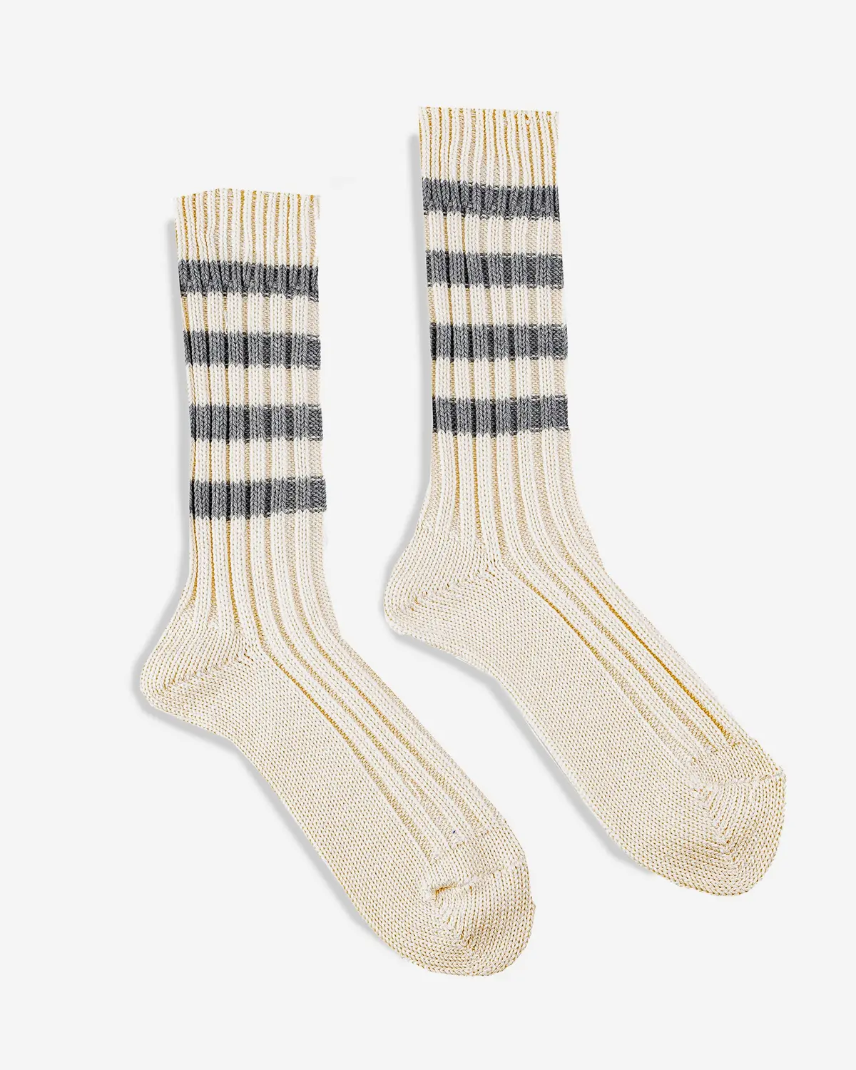 Decka Heavyweight Socks / Stripes - Ivory X Grey 1
