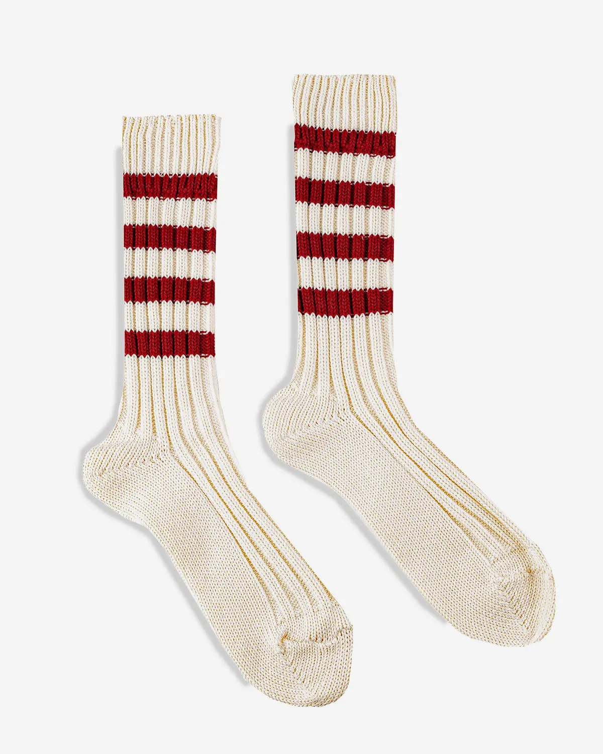 Decka Heavyweight Socks / Stripes - Ivory X Red 1