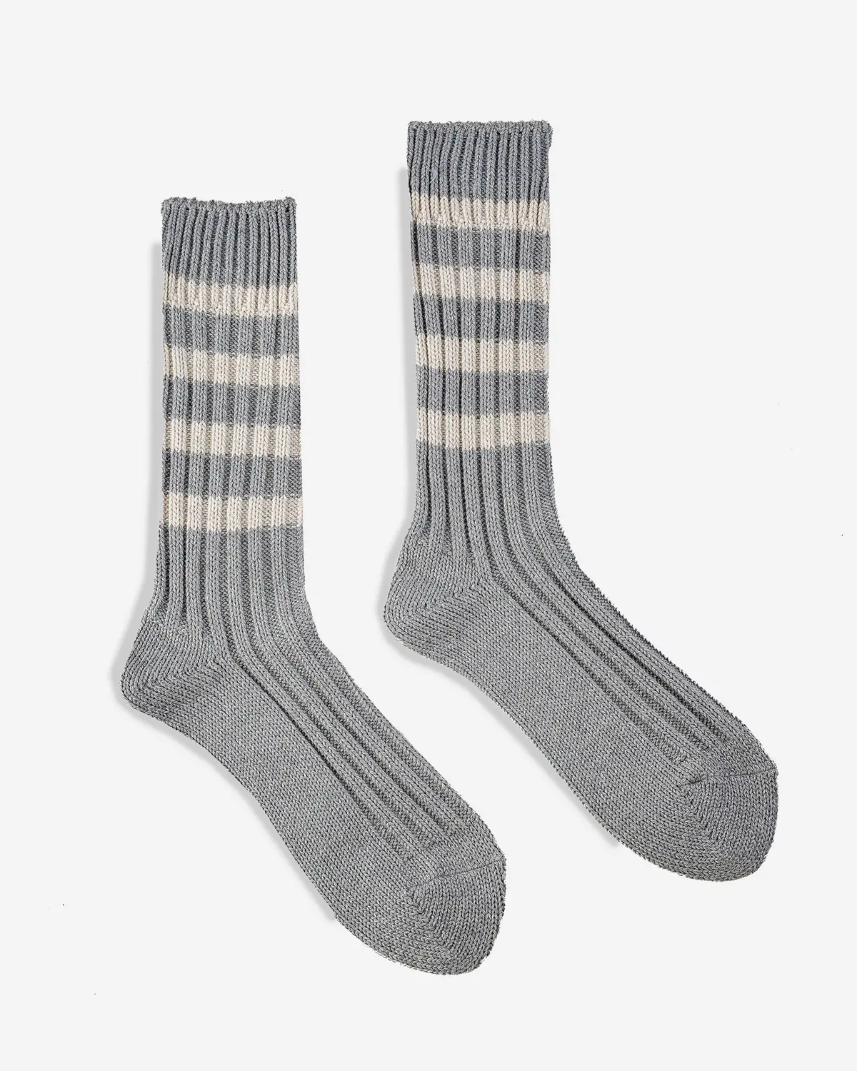 Decka Heavyweight Socks / Stripes - Grey X Ivory 1