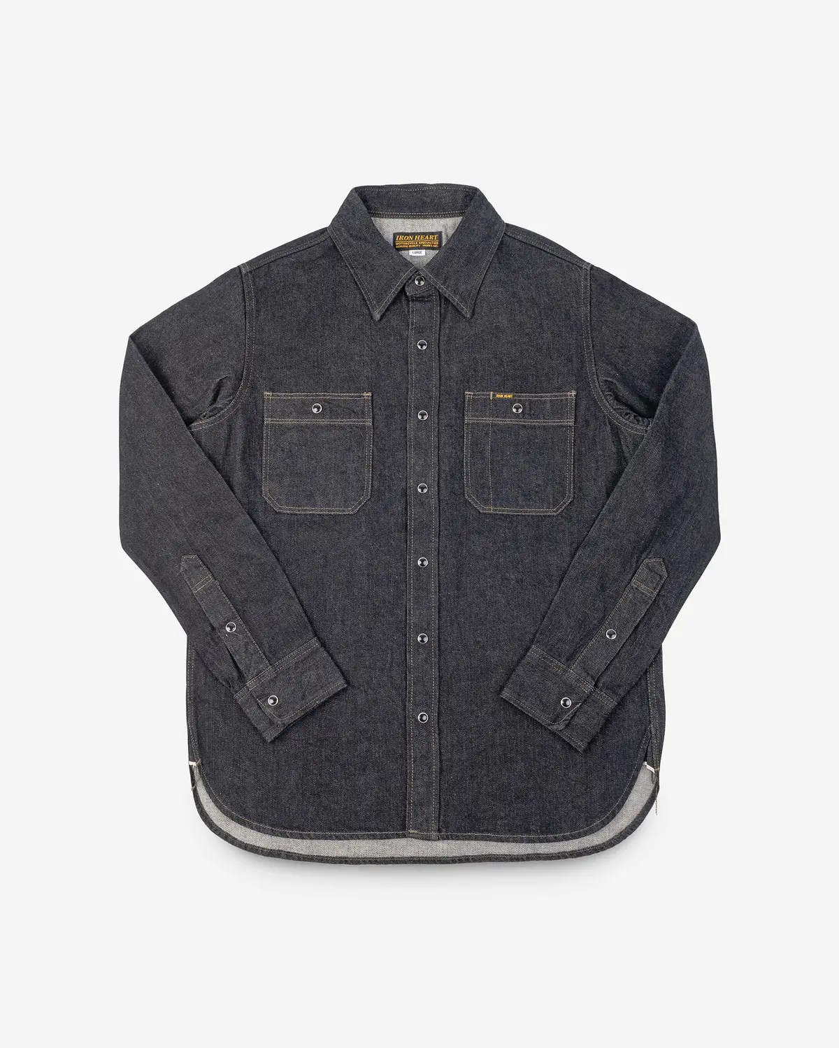 12Oz Selvedge Denim Work Shirt With Snaps - Black 1