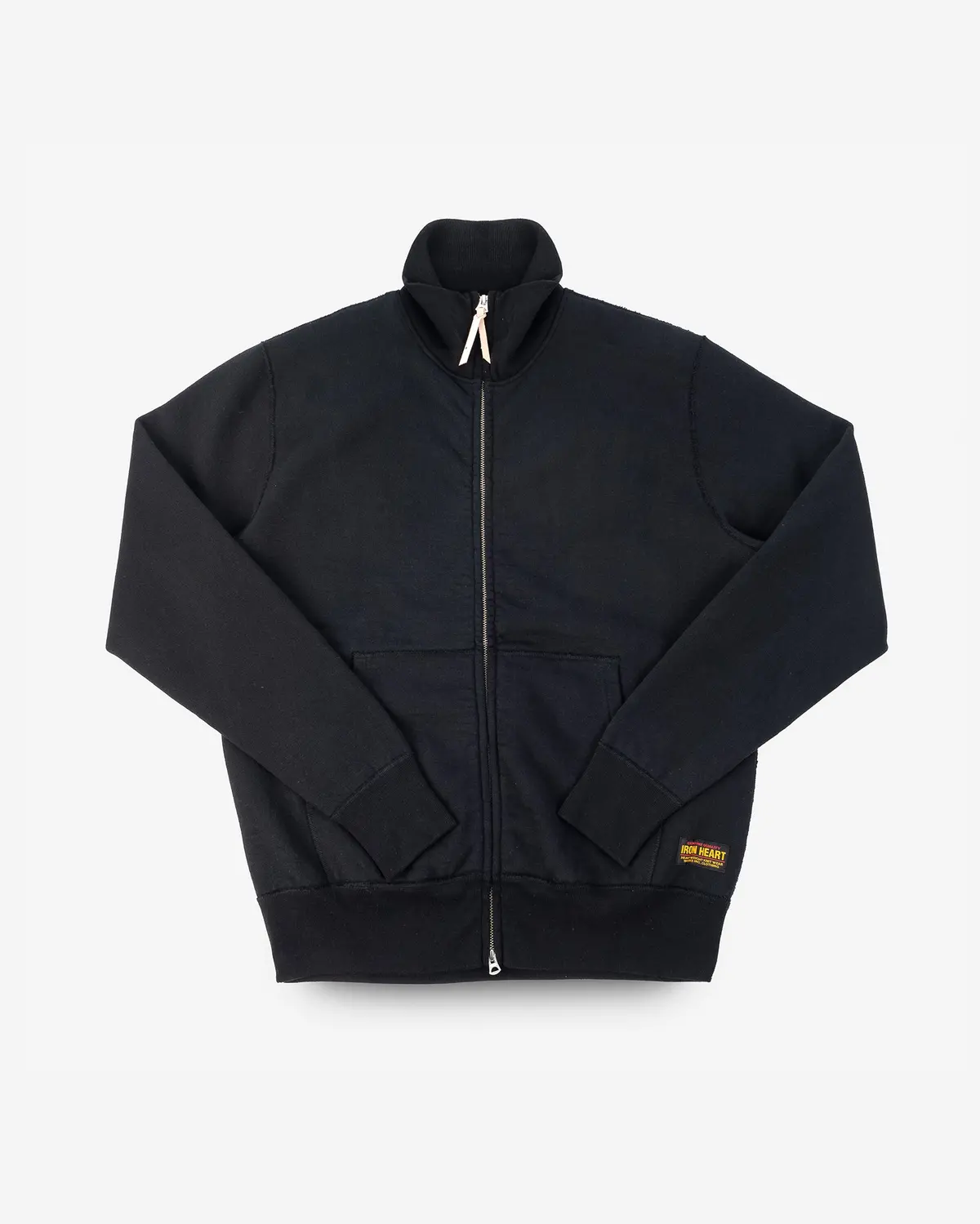14Oz Ultra Heavyweight Loopwheel Cotton Zip Up Sweater - Black 1