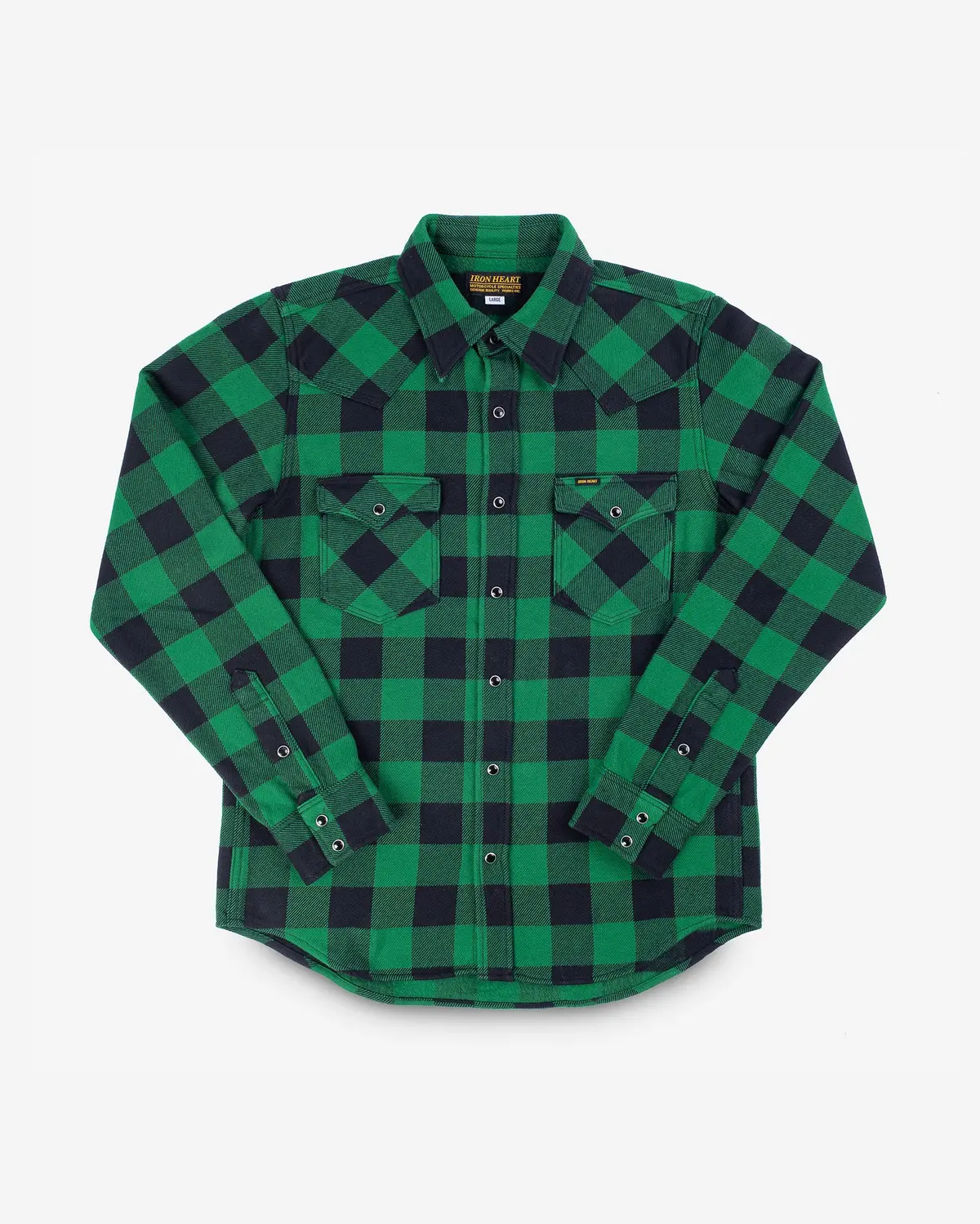 Ultra Heavy Flannel Buffalo Check Western Shirt - Green/Black 1