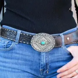 Palmetto Silver And Turquoise Western Belt Buckle For Cowgirls 1