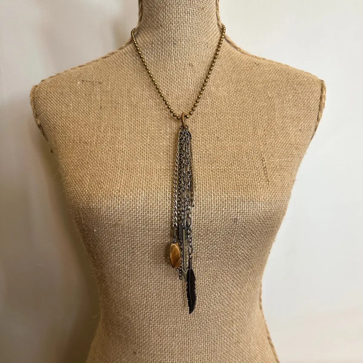 Chain Tassel Necklace On Ball Chain- Amy Kaplan For Bourbon Cowgirl 1