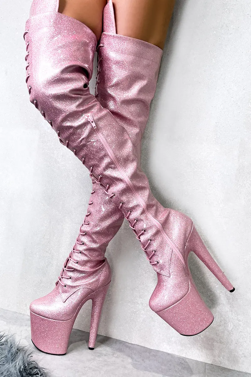 Hella Heels The Glitterati Thigh High 8Inch Boots - Sugarbaby 1