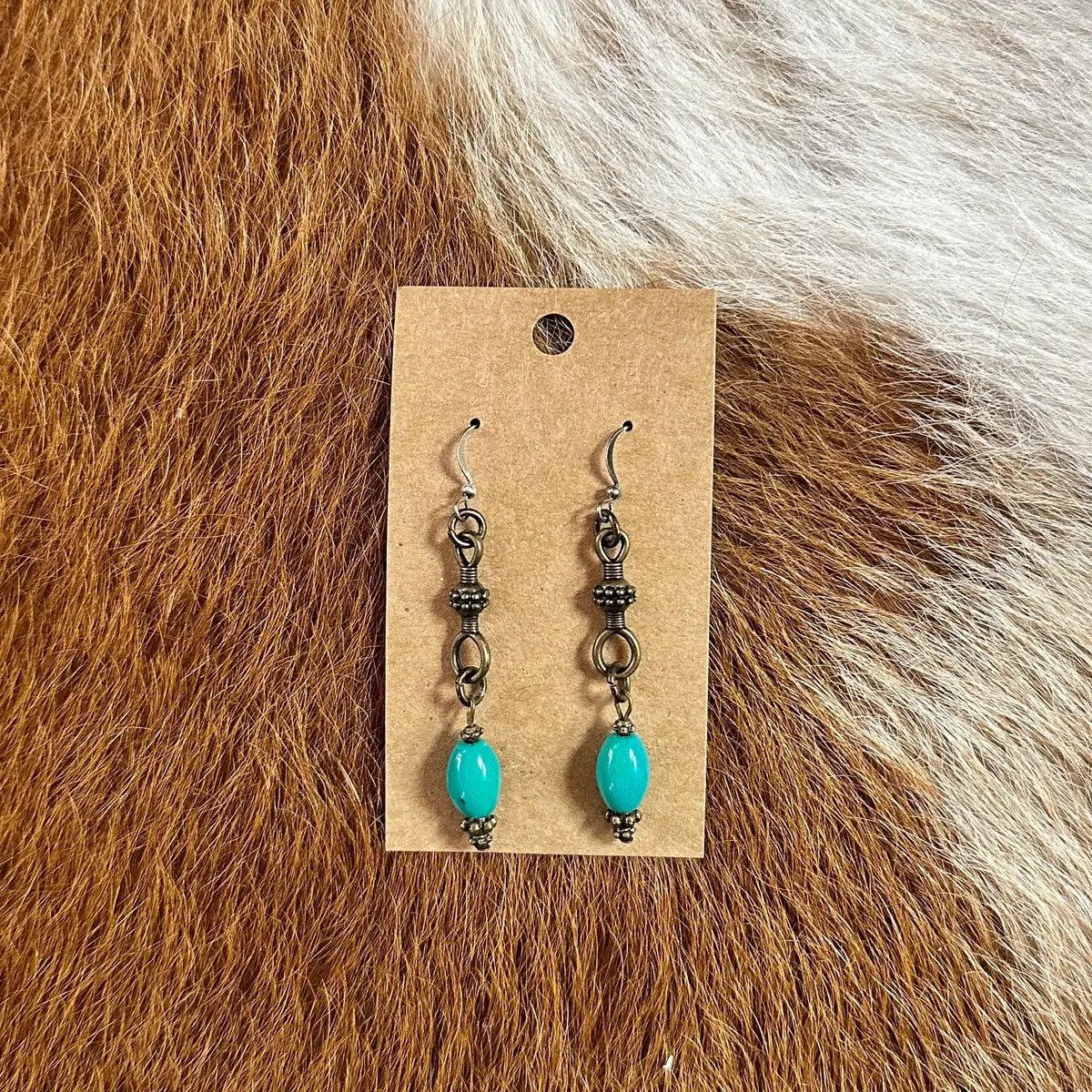 Earrings - Amy Kaplan, Brass And Green Dangle 1