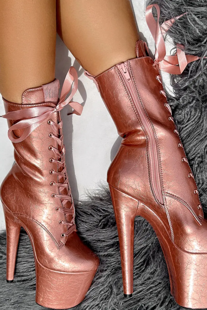 Hella Heels 8Inch Boots - Rose Gold  (Uk2/3 Only) 1