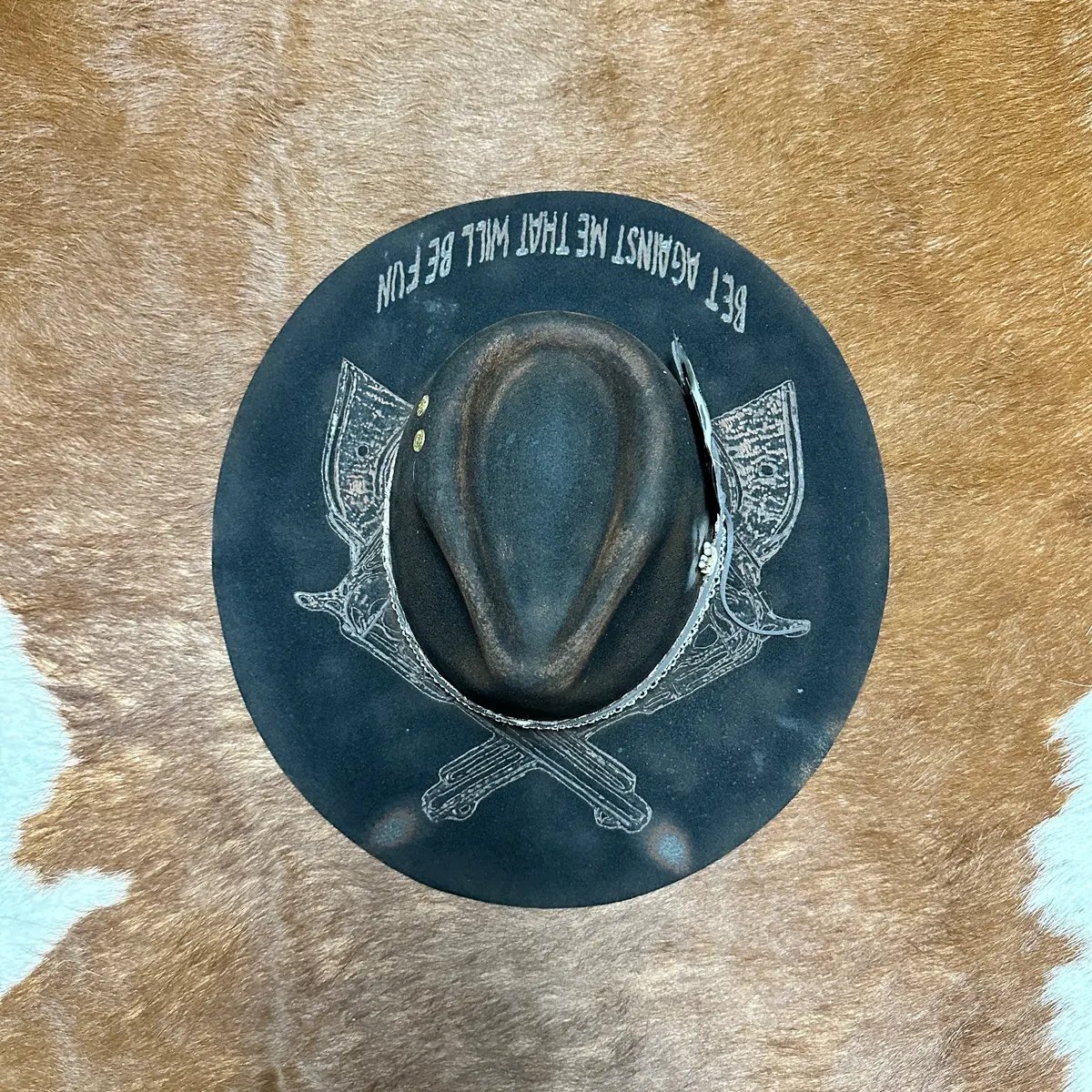 The Gambler Cowgirl Hat Custom Burned - Black | Bourbon Cowgirl 1