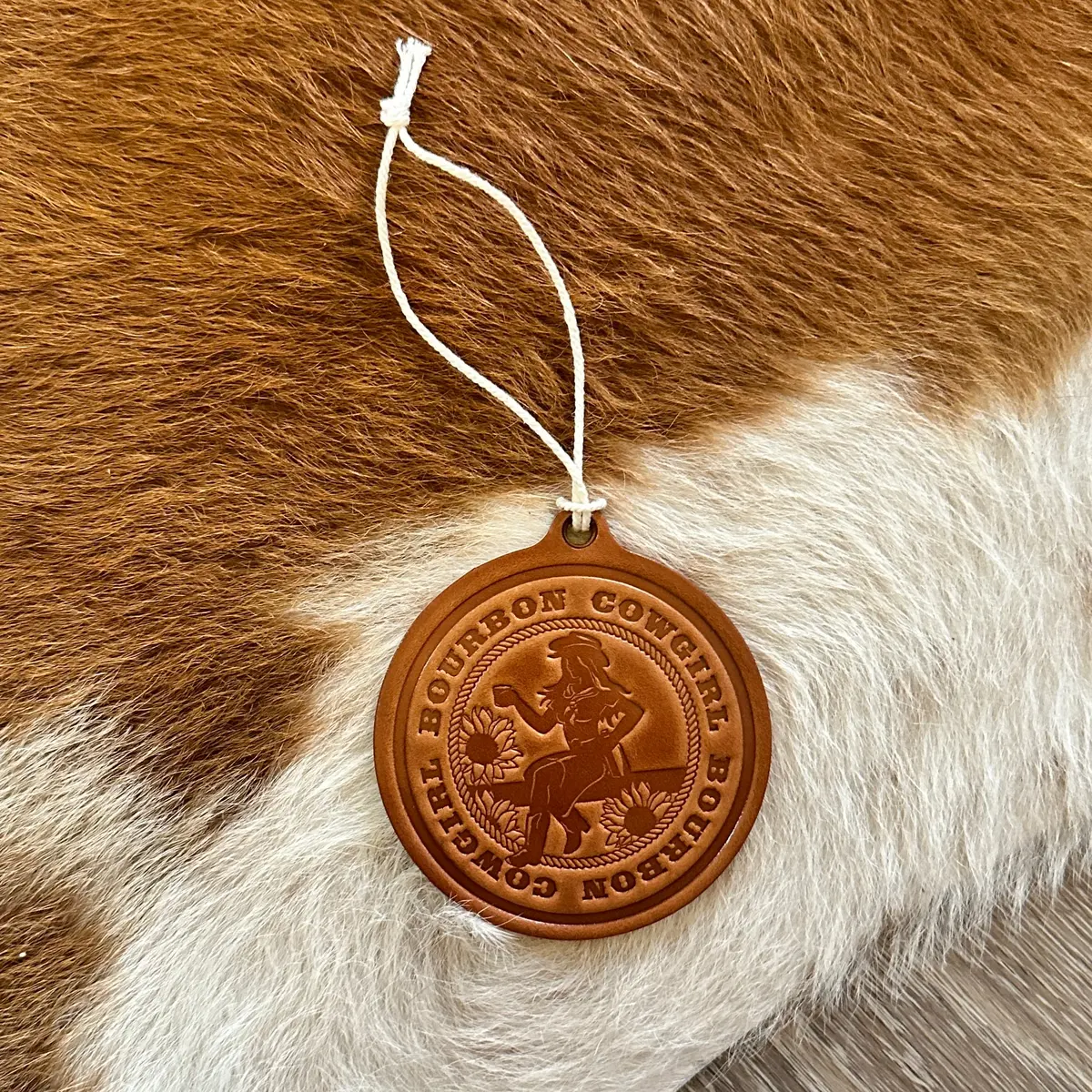 Bourbon Cowgirl Leather Christmas Tree Ornament 1