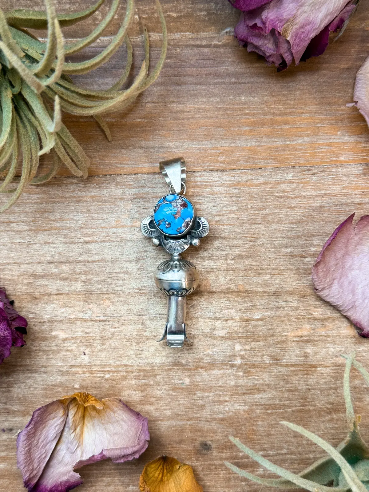 Sterling Silver Golden Hill Turquoise Blossom Pendant 1