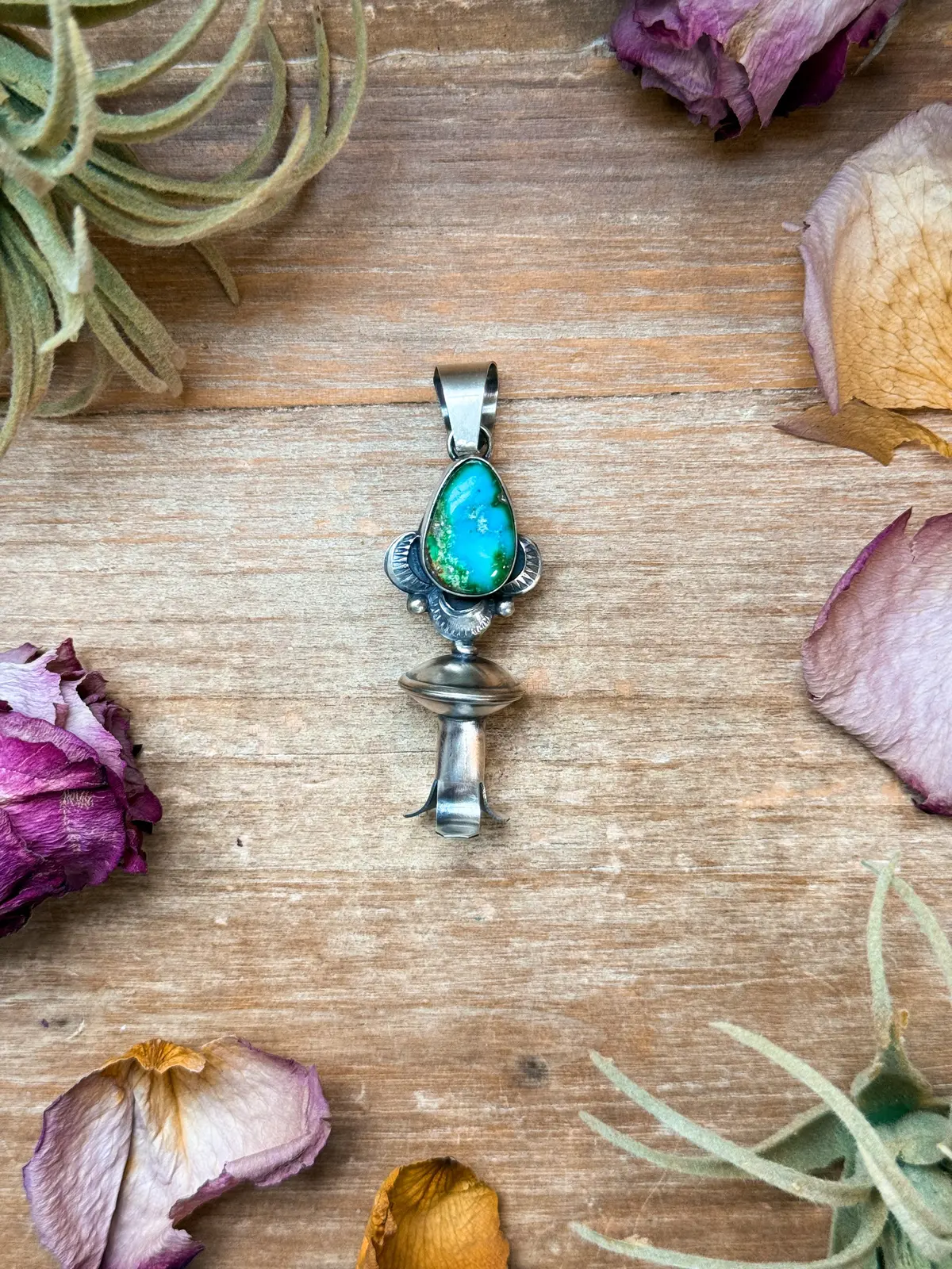 Sterling Silver Sonoran Gold Turquoise Blossom Pendant 1