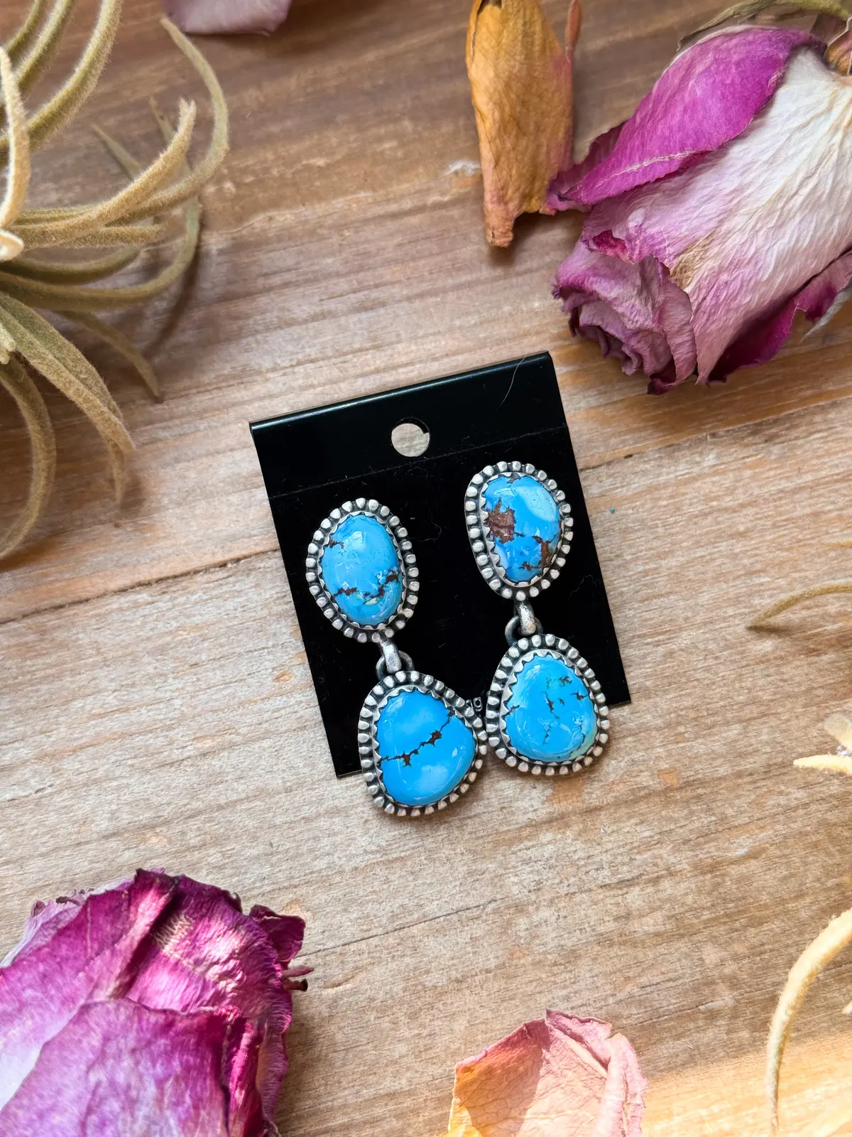 Sterling Silver Golden Hill Turquoise Dangle Earrings 1