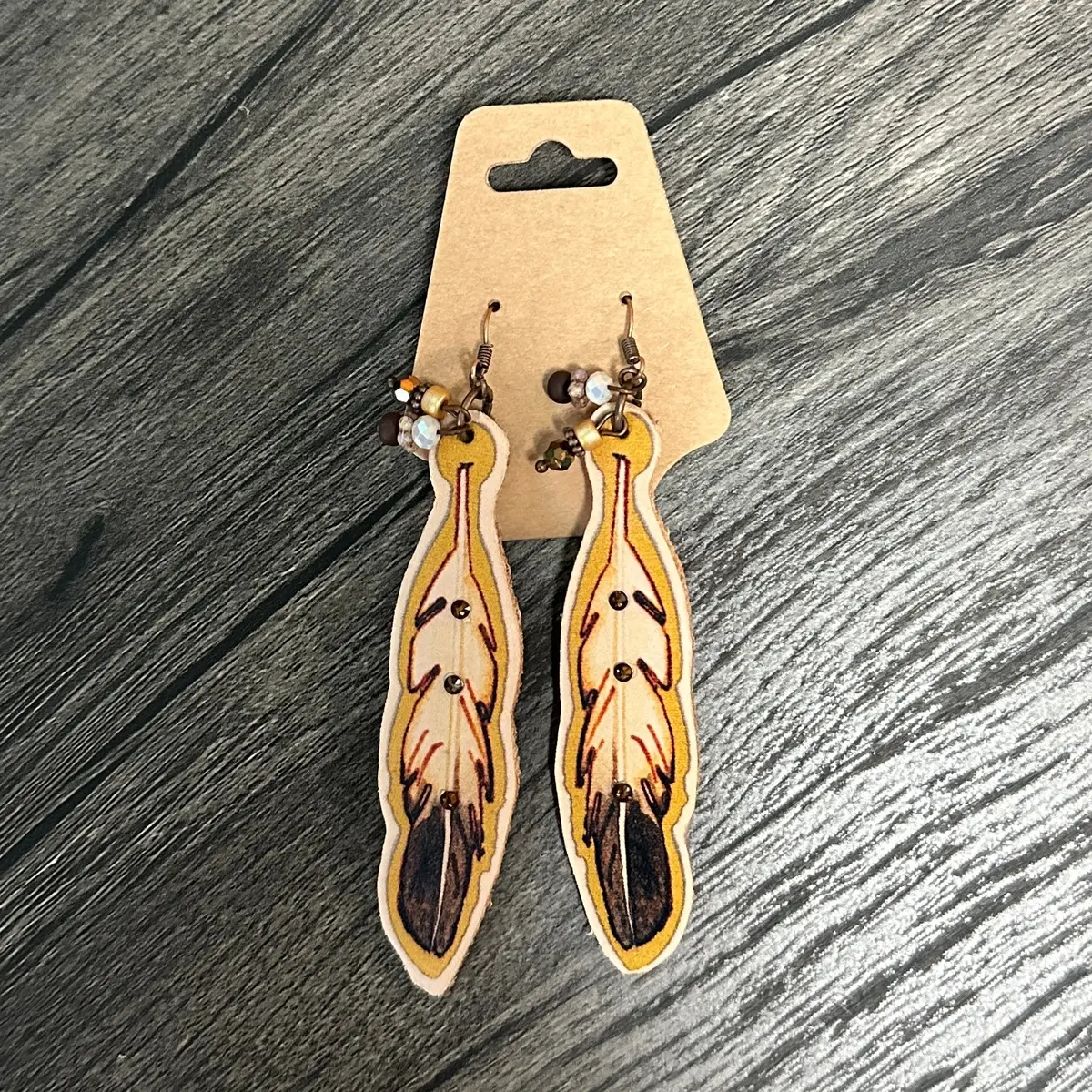 Tasha Feather Leather Earrings 1